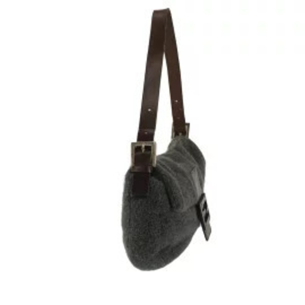 Fendi Mamma Bucket Handbag Black Brown Wool Leather